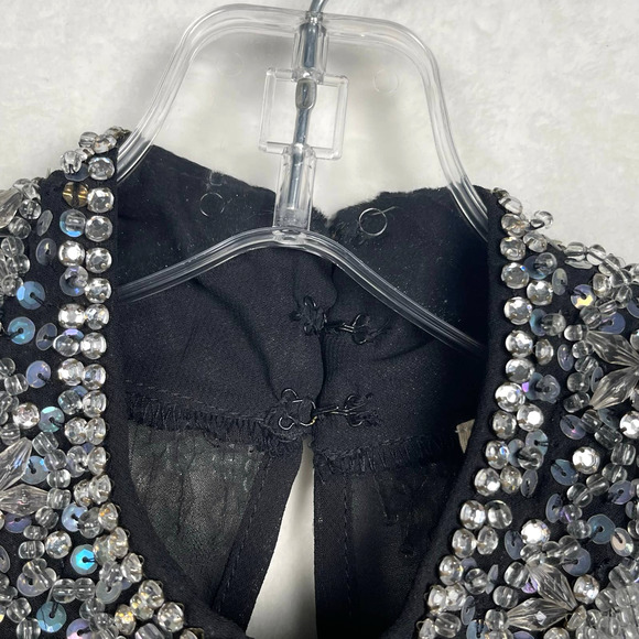 Urban Outfitters Pins & Needles Dramatic Beaded Collar Sheer Black‎ Tank XS - Picture 9 of 15